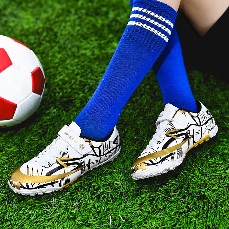 Молодежные нескользящие износостойкие дышащие футбольные бутсы на липучке с короткими ногтями, трендовая модная уличная спортивная обувь для отдыха