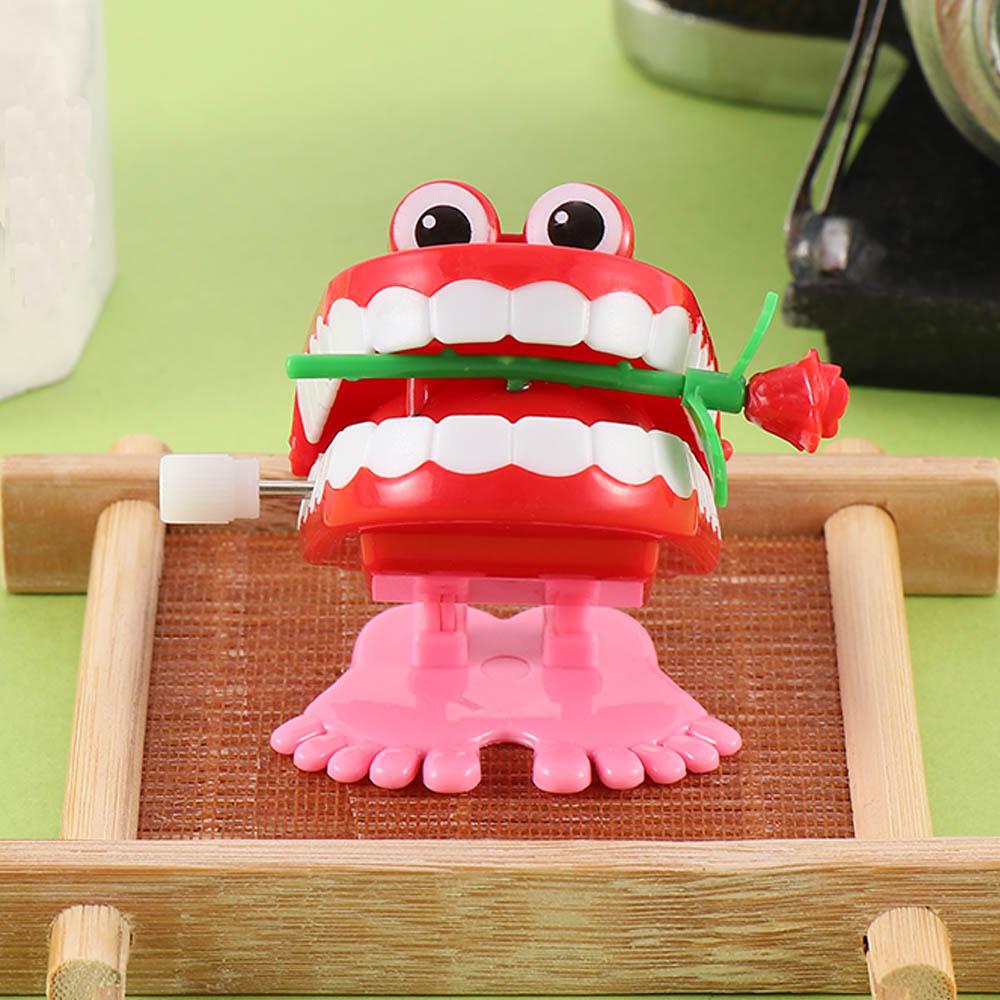 Denture Plastic for Baby Kids Clockwork Toy Walking Teeth Shape Teeth Rose Wind Up Clockwork Toy