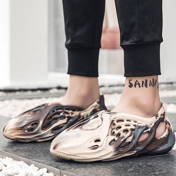 Новые модные стильные быстросохнущие унисекс-сабо, прогулочные туфли, легкие скользящие тапочки, камуфляжные туфли с отверстиями, сандалии, пляжная обувь 36-45