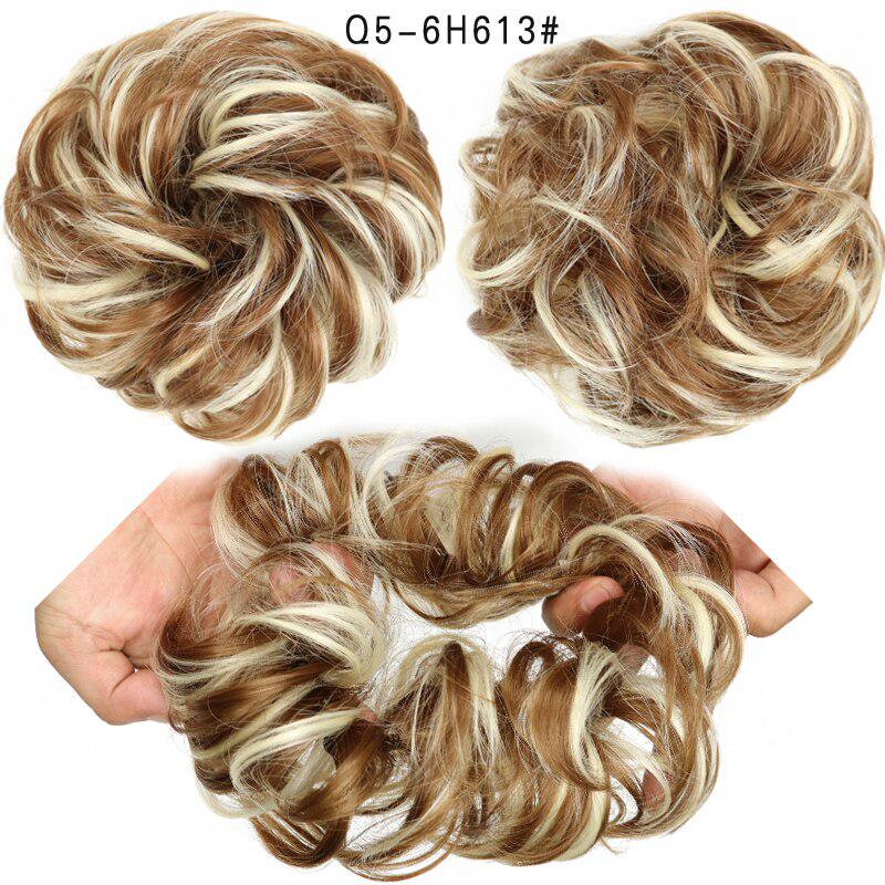 Synthetic Women Fashion Curly Messy Chignon Hair Bun Hair Accessories Elastic Fiber Hairpiece Chignon For Wedding Party Daily Use
