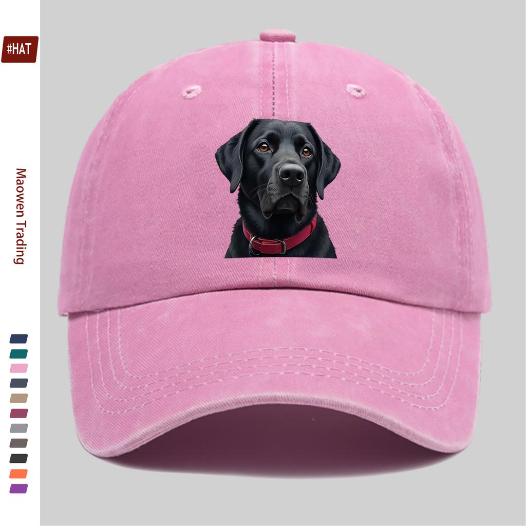 pc Majestic Black Labrador Dog Print Baseball Cap Showcasing Charming Eyes And Vibrant Red Collar Pet Print Design Decorative