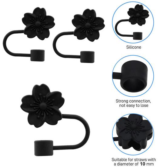 Силиконовая соломенная крышка, 10 мм, с цветочным узором, соломенные топперы, персиковый, безопасный, удобный для переноски