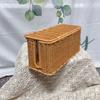 Коробка для укладки кабелей из ротанга, плетеная вручную корзина для органайзера шнуров с 2 слотами, скрытая коробка для шнуров питания большой емкости