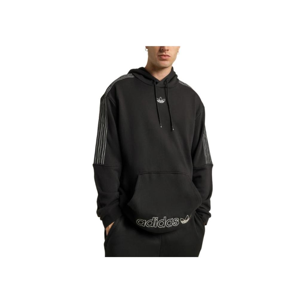 adidas Оригинальные мужские толстовки Sprt Series Comfortable Three-Stripe Hoodie Black GN2470