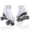 New In-Stock Double-Row Roller Skates with Laser Fabric, Adjustable Brake, and PU Flashing Wheels for Ice Rink.