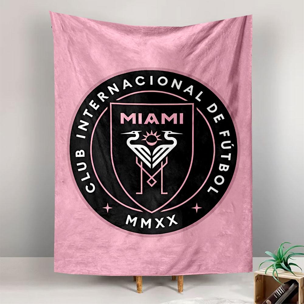Inter Miami CF Crest Tapestry Wall Hanging, Football Club Emblem Art, Sports Wall Decor for Bedroom Living Room Man Cave