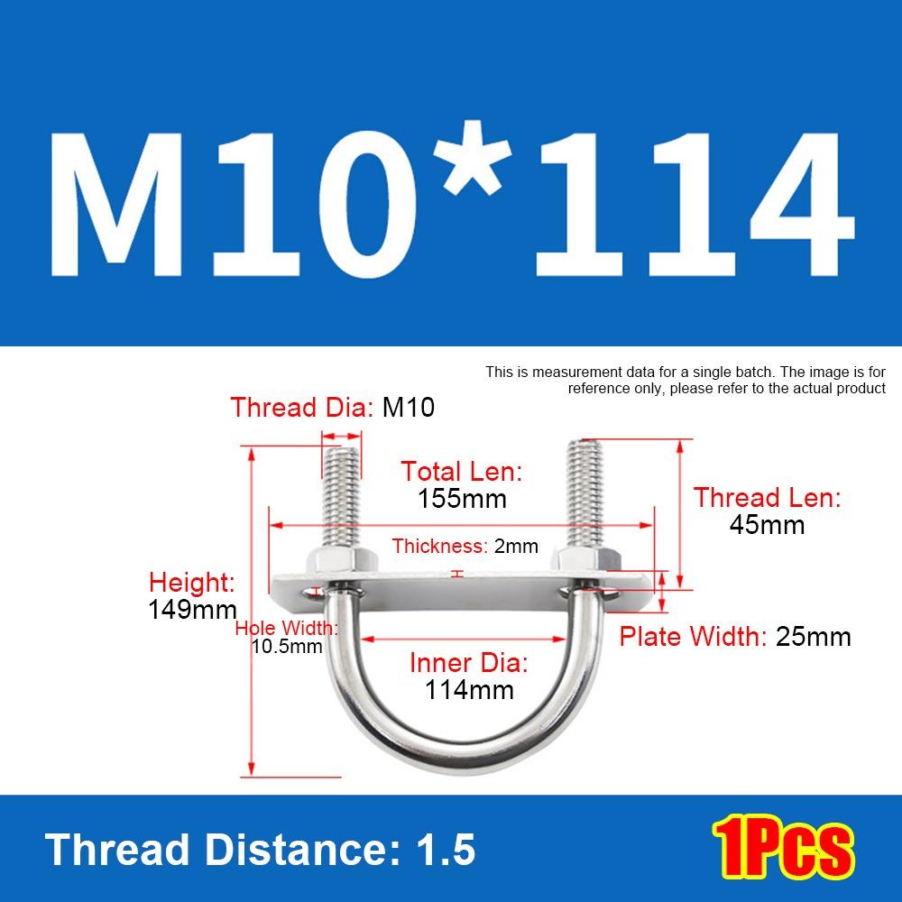1Set Screws Pipe U-clamp With Baffle Round Bolt New M10 Round Tube Clamp for Round Tube
