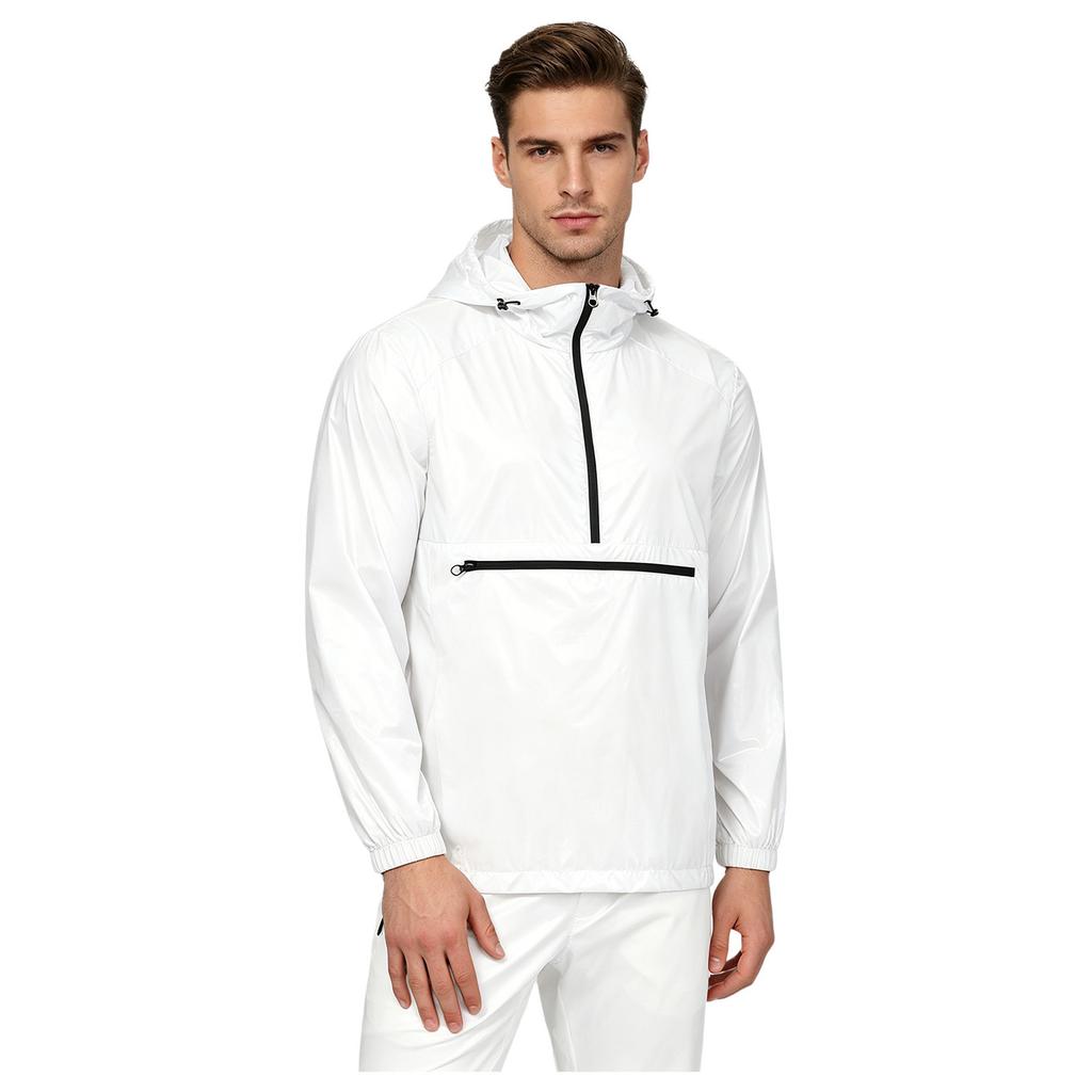Mens Waterproof Hoodie Sweatshirt Front Kangaroo Pocket Zipper Long Sleeve Hooded Windbreaker Raincoat