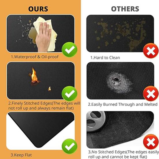 Outdoor Tabletop Grill Fireproof Mat Waterproof Heat-Resistant BBQ Barbecue Mat Flame-Retardant Pad Camping Supplies