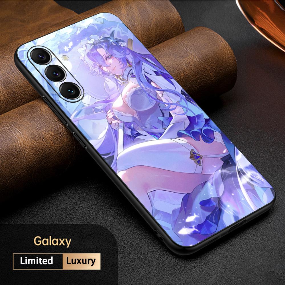 Кантарелла игра про красоту узор с девочкой Чехол для телефона для Samsung Galaxy S25 S24 S23 S22 S21 S20 Plus Ultra Note20 Мягкий Черный