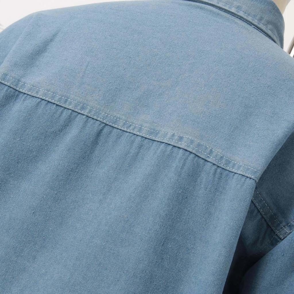 Женские джинсовые рубашки на пуговицах, блузка с длинным рукавом и V-образным вырезом, повседневные топы, удобная длинная рубашка для женщин