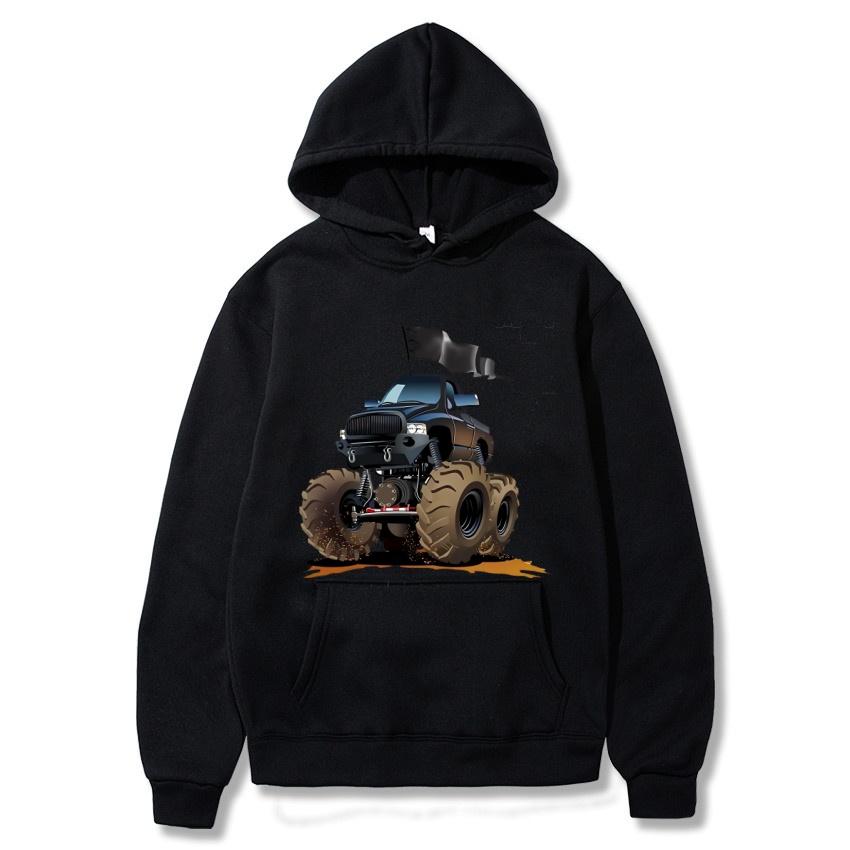 Американский Монстр-трак Бигфут Принтованное Худи Осень Зима Уличная Мода Худи Повседневное Теплое Худи Подарок на Праздник