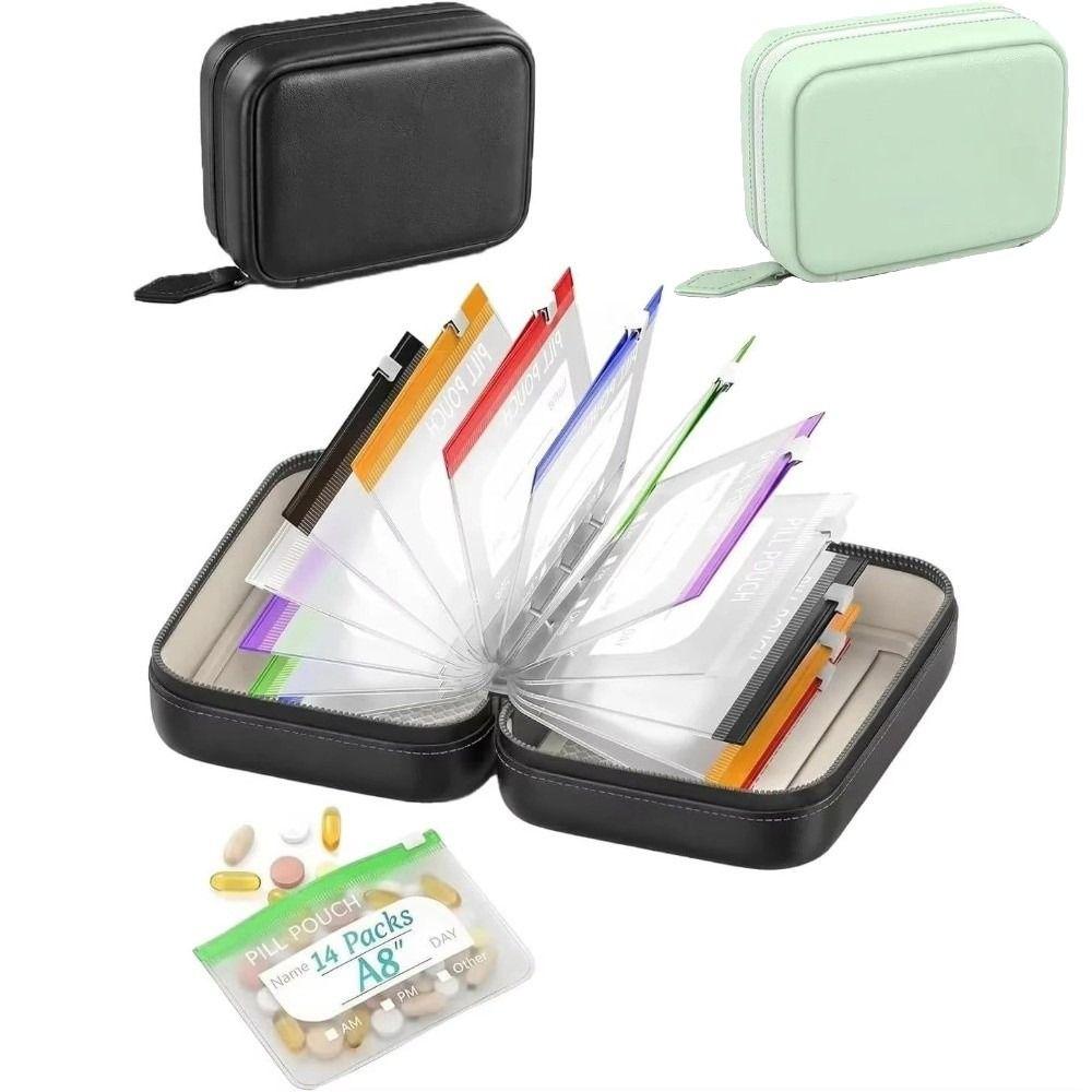 7/14PCS Waterproof Weekly Pill Organizer BPA-Free Medicine Pouch Set Travel Use