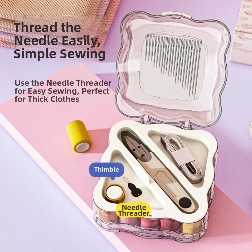 Portable Mini Sewing Box Set Partitioned Magnetic Needle Thread Box Hand Sewing Tool Kit Family