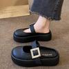 2025 лето новый ретро круглый носок на одной педали Мэри Джейн пряжка ремня толстая подошва сумка голова тапочки женские