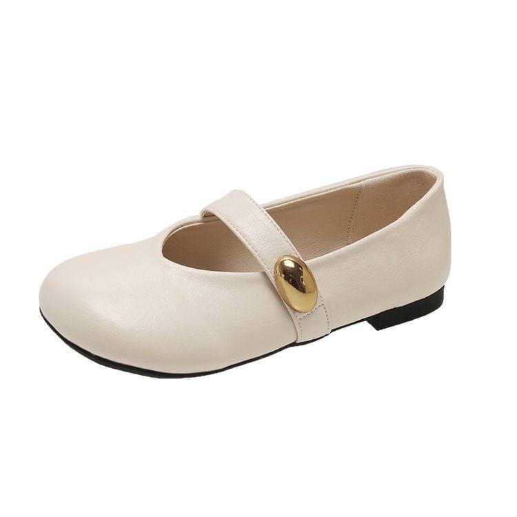 Retro Square Head Mary Jane with Flat-soled Single Shoes Women's Shoes 2025 Spring and Summer New Soft-soled Doudou Small Leather Shoes