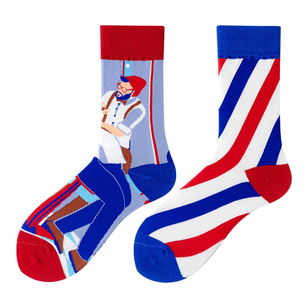 Asymmetric Colorful Christmas Cotton Socks for Couples