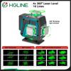 HGLINE 16 линий 4D лазерный уровень нивелир инструмент дисплей мощности автоматический 360℃ горизонтальный и вертикальный перекрестный лазерный станок
