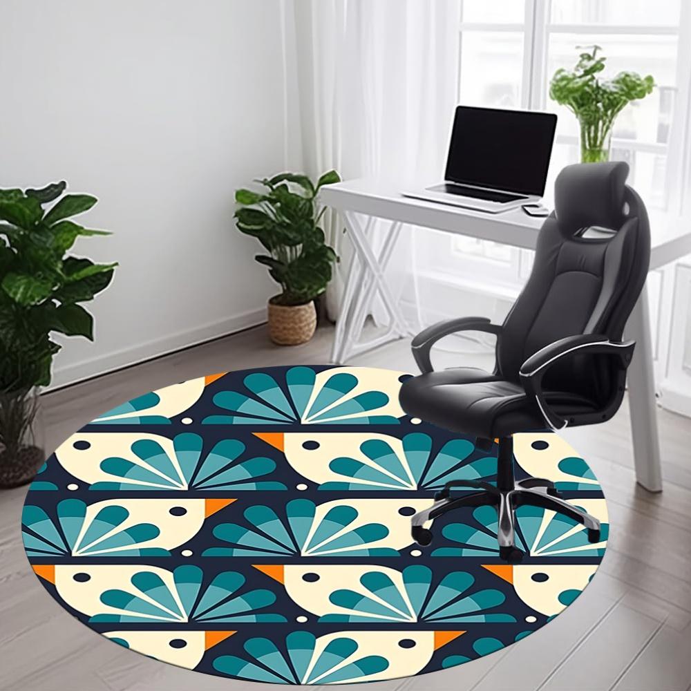 1pc Birds Pattern Office Round Area Rug, Indoor Mat Suitable For Office, Under Office Chairs Bedroom Living Room Home Decor, Room Deco