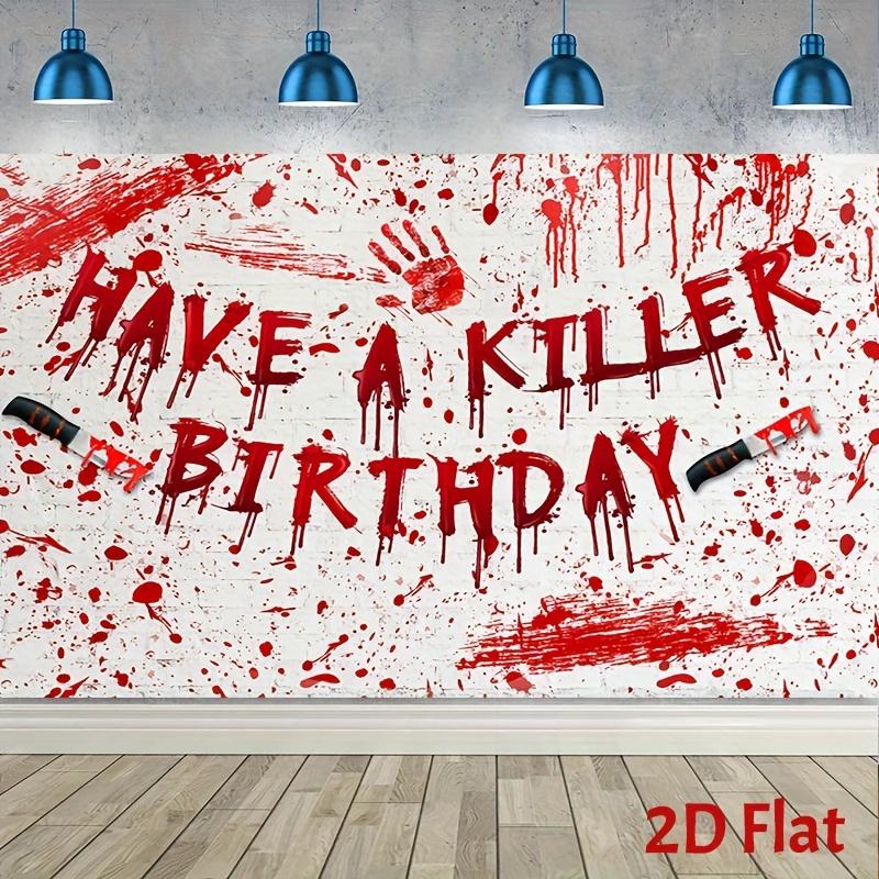 Party Background Banner 2D flat banner 1 piece of eerie Halloween zombie-themed horror background banner for a party