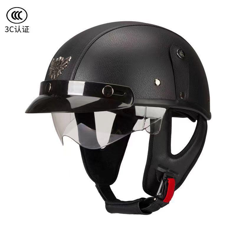 Vintage Cruiser Motorcycle Helmet ABS Half Face Men Women Adults Breathable Safety