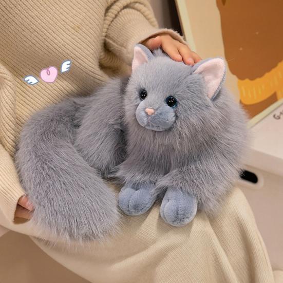 Реалистичная плюшевая игрушка-кошка, Животное-набивная игрушка, кукла-кошка, Мягкая пушистая подушка-плед с кошкой, Подарок для взрослых, детей, молодежи
