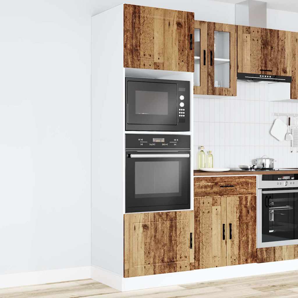 Porto Oven Cabinets (2 pcs) Vintage Wood Look Particleboard