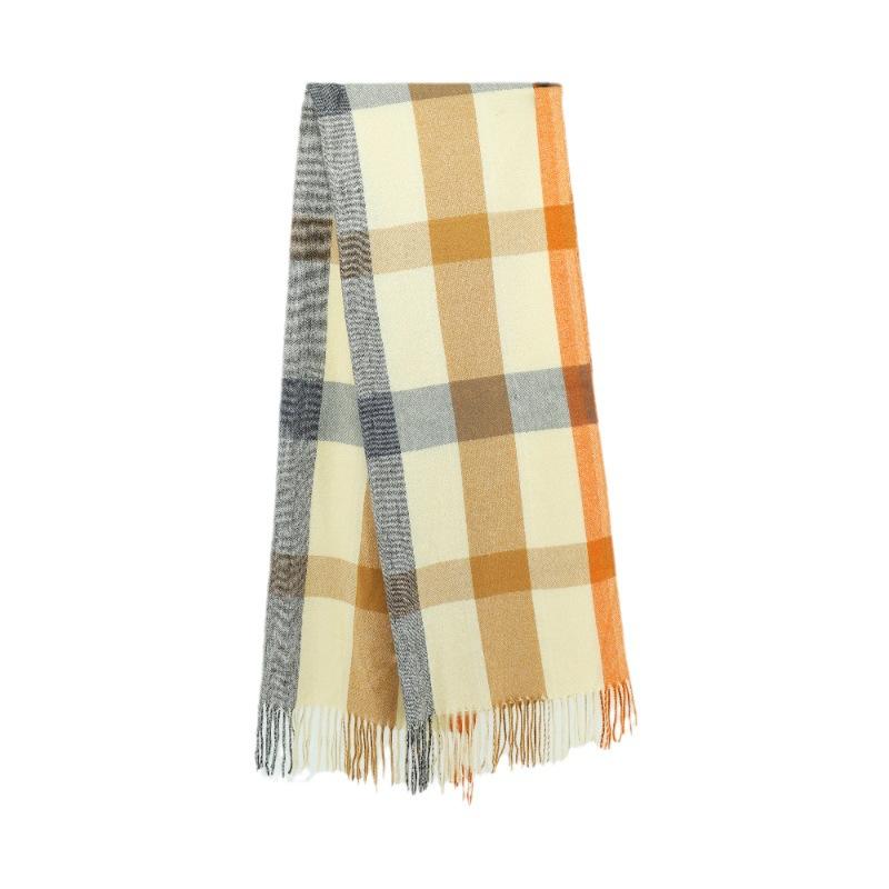 Warm Thick Plaid Imitation Cashmere Autumn and Winter Tassel Scarf