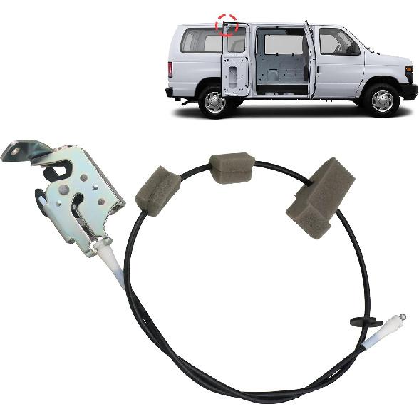 TQPONLY Rear Door Upper Latch and Cable Assembly Compatible with 1992-2019 Ford E150 E250 E350 Econoline Van Passenger Side Replaces AC2Z-15264A26-B