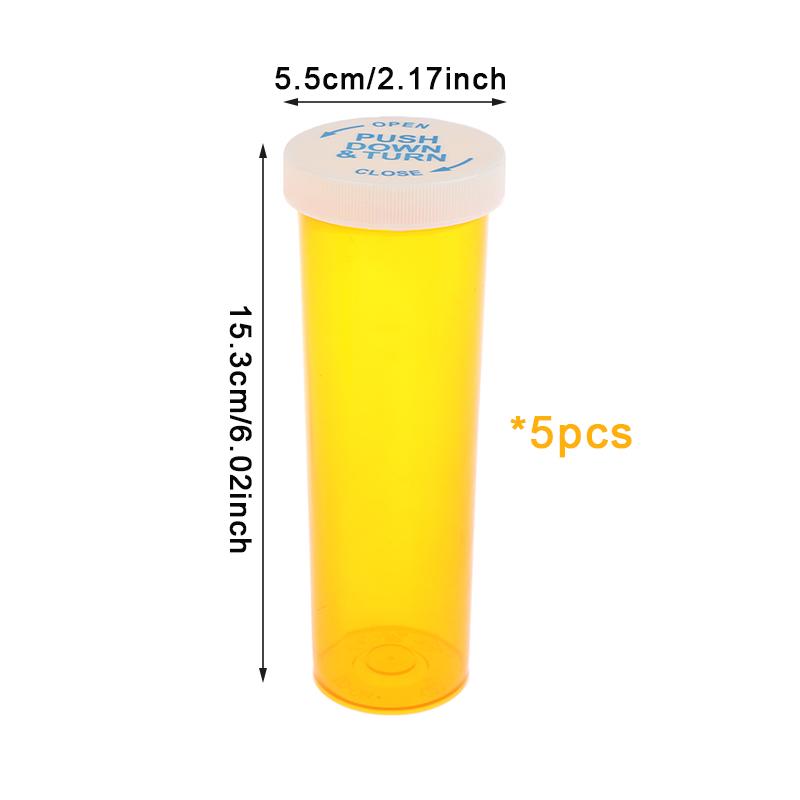 5Pcs Plastic Medicine Pill Bottles With Child Resistant Caps Medicine Containers Travel Pill Vials - 6/8/13/16/20/30/40/60 Dram