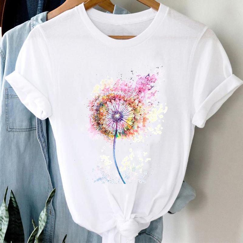 Tee Top Tshirt Watercolor 90s Trend Cute Fashion Clothes Women Printing T Casual Cartoon Print Lady Female Clothing Short Sleeve Graphic T-shirt