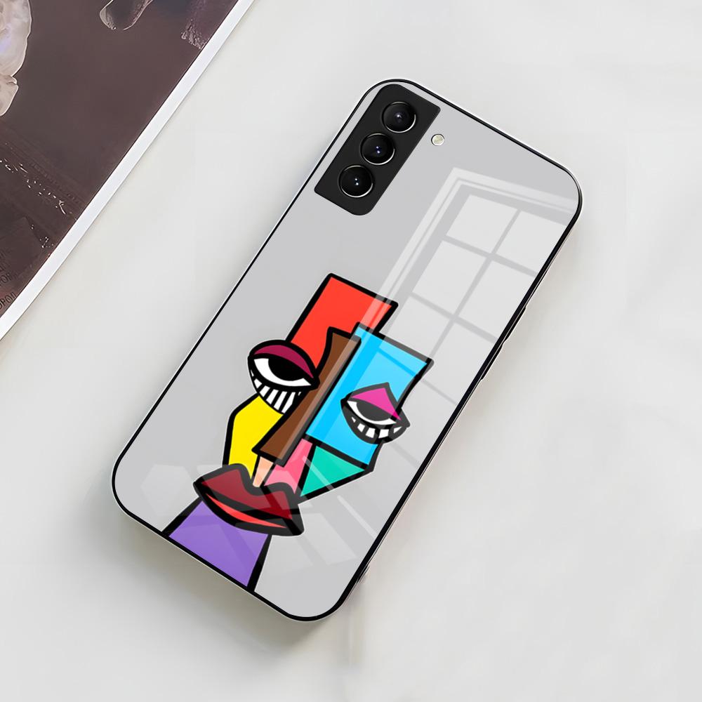 Абстрактный чехол для телефона в стиле Пикассо для Samsung A56 A36 A26 A16 A15 A25 A35 A55 A14 A34 A24 A54 Стеклянный чехол
