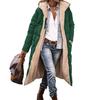 Women Winter Coat with Hood Padded Plush Lined Double-sided Wearable Outerwear Warm Large Pocket Zipper Closure Mid Length Overcoat
