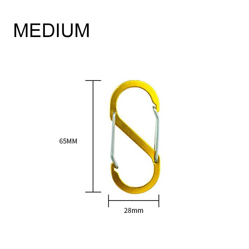 S-образный двойной карабин, брелок, замки-молнии для рюкзаков, карабин, скользящий замок, алюминиевый сплав, большой, средний, маленький карабин для кемпинга