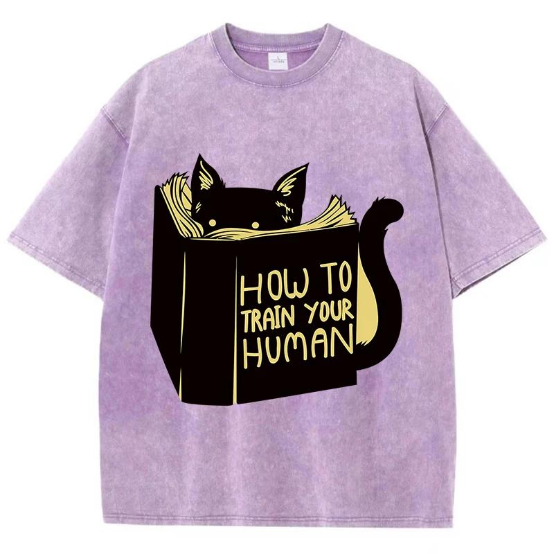 Умный кот с принтом для чтения футболка мужская и женская летняя дышащая рубашка стирка в воде винтажная мода с коротким рукавом мягкая футболка