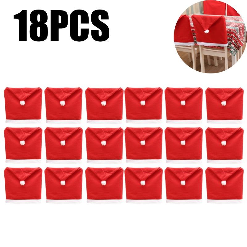 Красная шапка Санты Рождественские чехлы на стулья Растягивающиеся чехлы на обеденные стулья для Рождества Кухонный стол Праздничная вечеринка Домашний декор