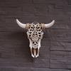 Retro Bull Skull Ornament Resin 3D Hollow Bull Skull Wall Sculpture Longhorn