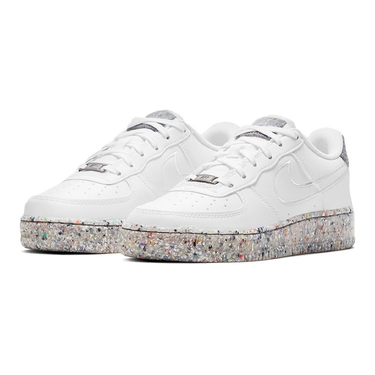 Nike Набор из переработанной шерсти Air Force 1 GS — детские кроссовки белого цвета, серебристый металлик DB2813-100