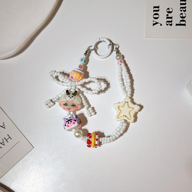 Тяжелые расписанные вручную бусины клубничный медведь мобильный телефон цепочка оригинальный Ins сумка шнурок брелок украшение подарок