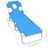 Folding Sun Lounger with Head Pillow Steel Turquoise Blue