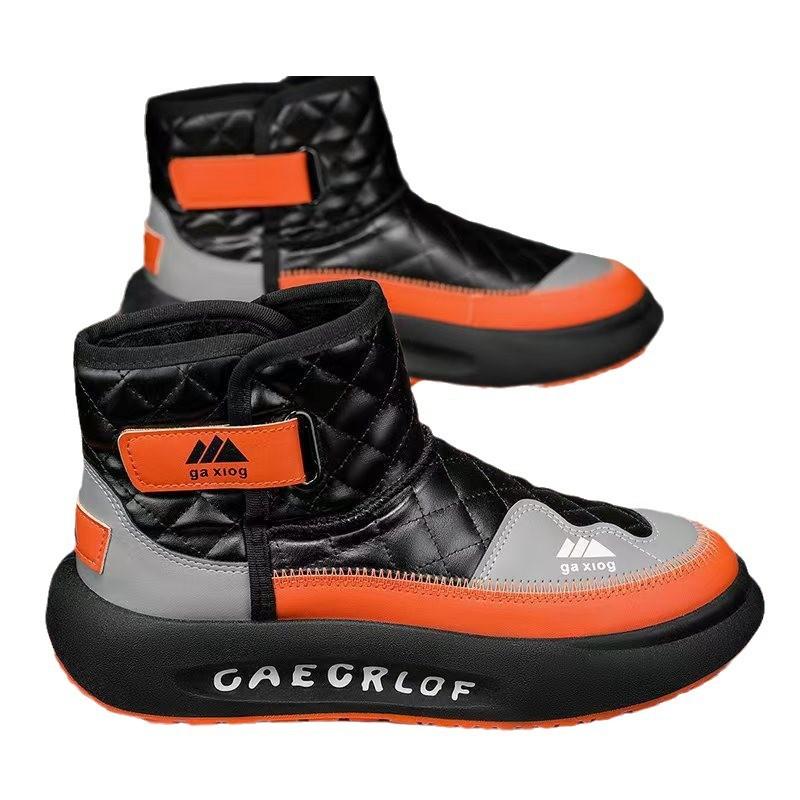 Флисовые Утепленные Зимние Ботинки Хлопковая Обувь Зимние Мужские Повседневные Ботинки Мартин с Высоким Голенищем Обувь для Сноуборда Универсальные Черные