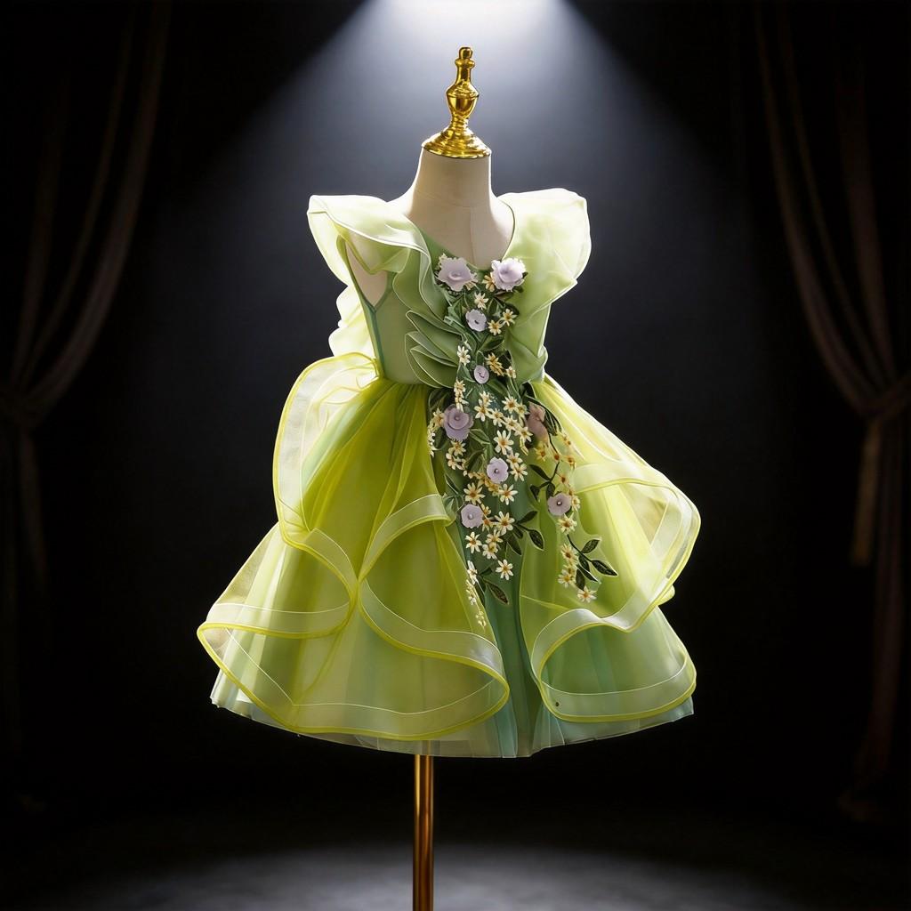 Princess Girl Summer Dress With Polyester Fabric And Puffed Skirt For Wedding And Party Celebrations
