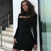 Модное вязаное короткое платье с длинными рукавами, зима 2023, сексуальное тонкое шерстяное платье для женщин, повседневное женское платье 30173