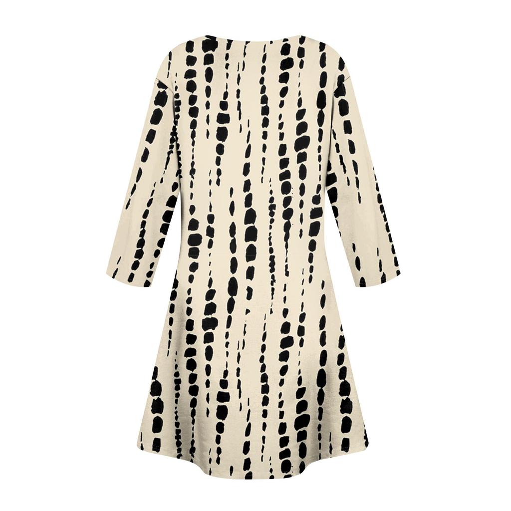 Женское летнее платье, свободное платье с V-образным вырезом, рукавом три четверти и карманами