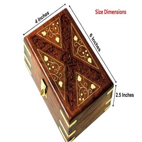 Деревянная латунная коробка для хранения Sheesham 15 см, резная шкатулка для драгоценностей, декоративная подарочная коробка