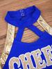 Girls Sleeveless Round Collar Letter Print Crisscross Straps Hollow Back Cheerleading Dance Dress