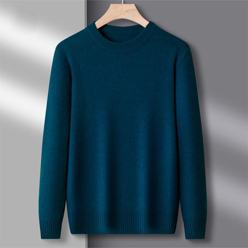 Autumn And Winter New Trendy Round Neck Men's Casual Solid Color Inner Warm Base Sweater Sweater Men's Clothing