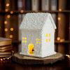 Светящийся Рождественский Домик Белый Пейзажный Декор со Светодиодной Подсветкой Рождественское Украшение Деревянная Статуэтка Домика для Украшения Гостиной