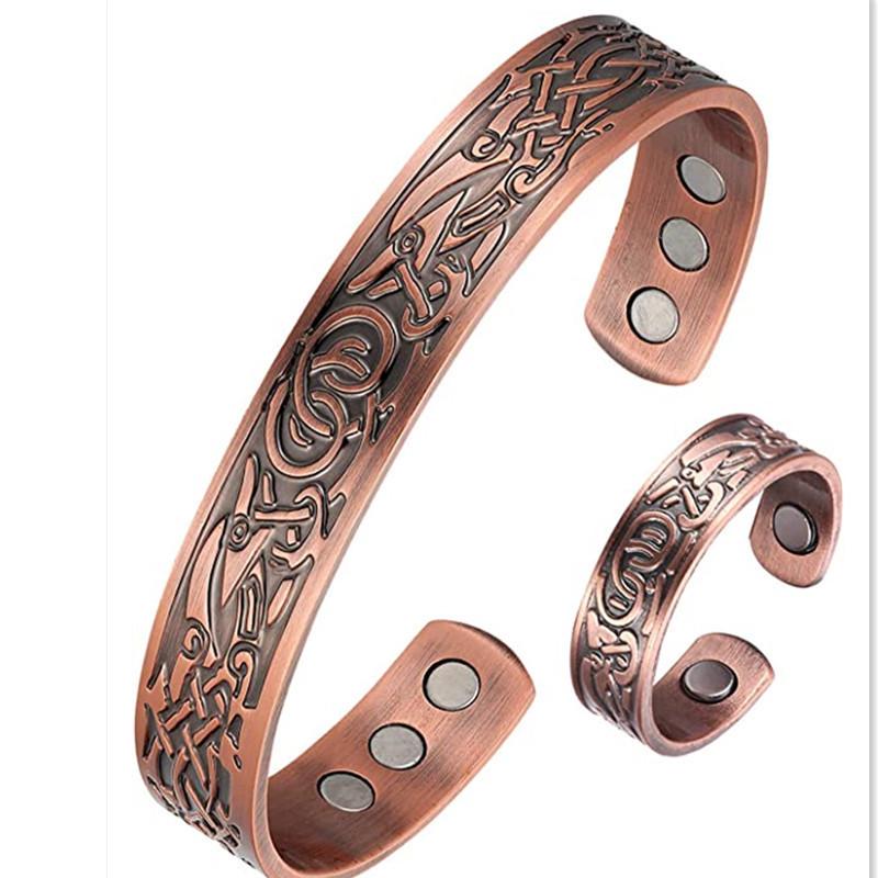 Popular Magnetic Vintage Tree of Life Bracelet for Men and Women - Antique Bronze with Floral Design