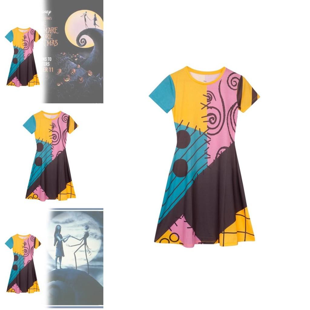The Nightmare Before Christmas Girls Costume With 3d Print Cosplay Jumpsuit For Girls